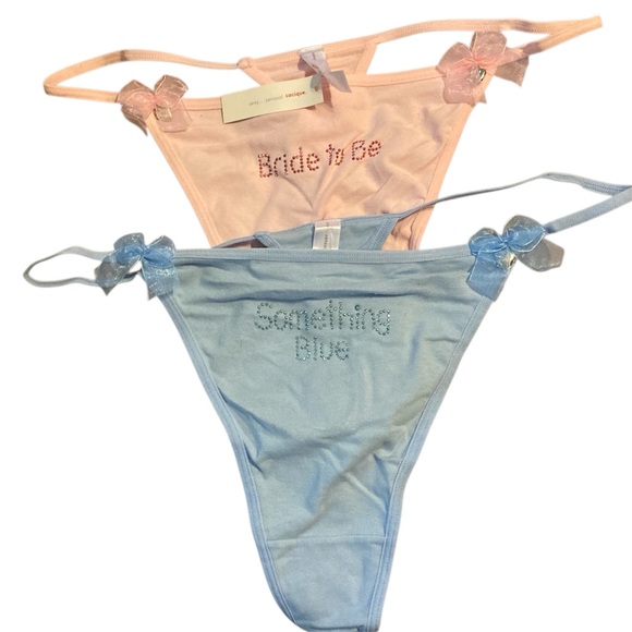 NWT Cacique 14/16 bridal Pink and Blue thong Panties Intimates & Sleepwear Bride - Picture 1 of 6